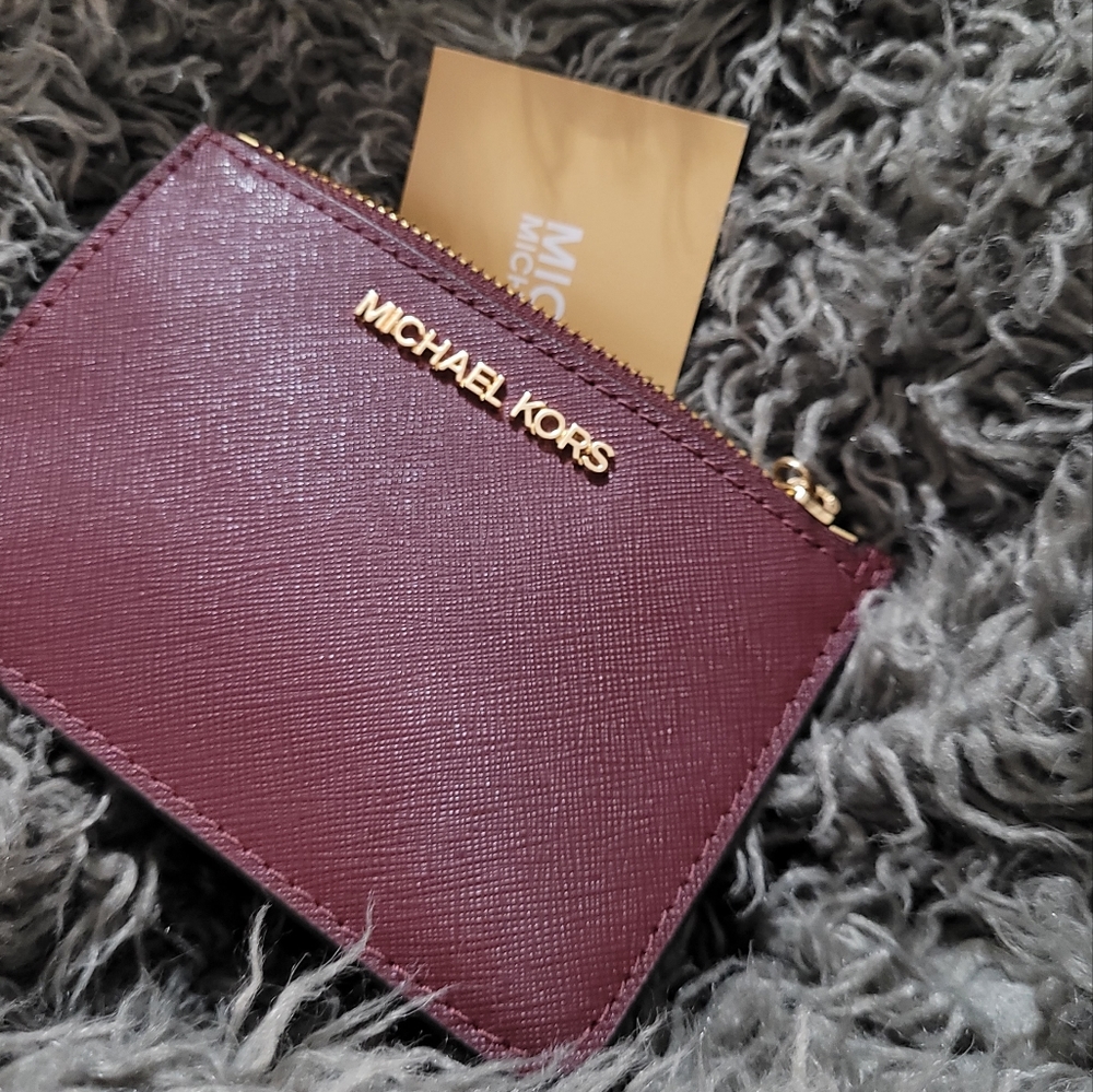 Micheal Kors Jet Set Travel Coin Pouch Berry-Burgundy